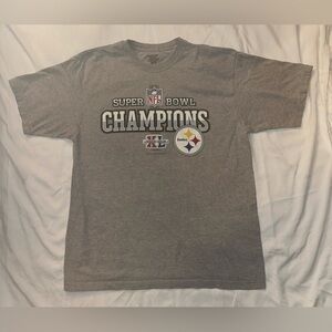 NFL REEBOK PITT STEELERS Super Bowl 40th Ann. Grey Tee SzL